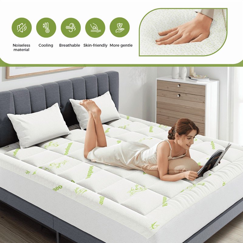 Cooling Mattress Pad Cover Twin XL - Avocado Green Ultra Soft Support for Back Pain Relief