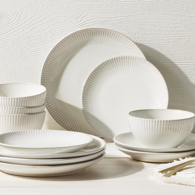 Cream Stoneware Low Bowl - 2 Pack, Sawyer Collection