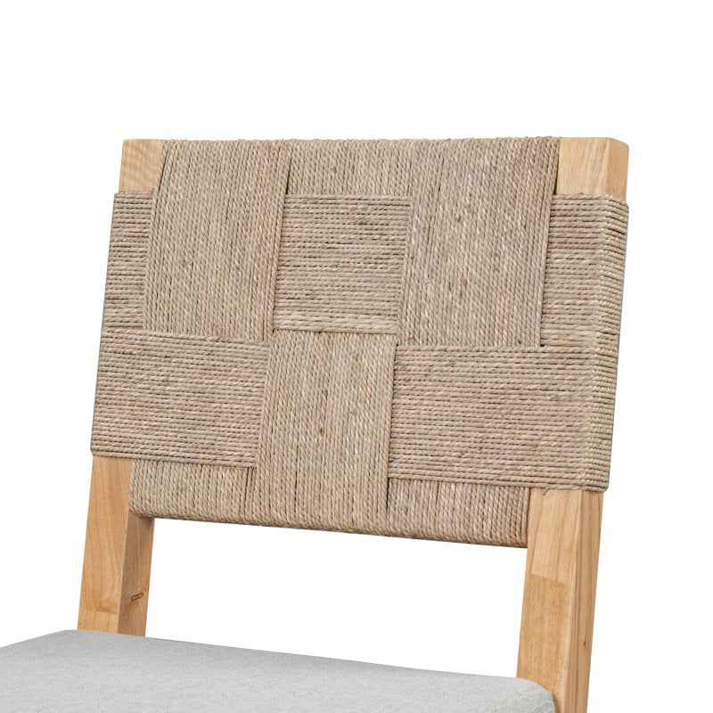 Counter Height Bar Stools Set of 2 - Natural Finish & Gray Cushion