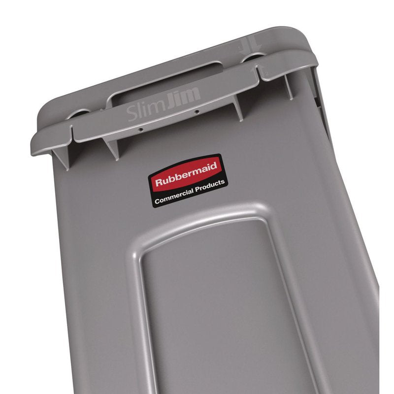 Slim Jim Vented Waste Container - 15.9 Gallon - Gray - 1 Each