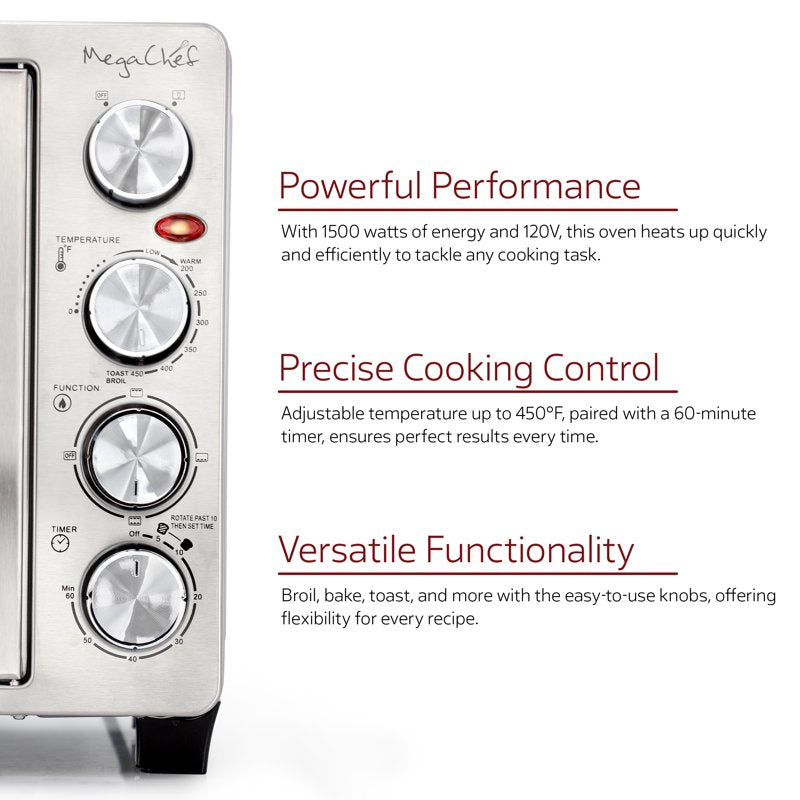 31.7 Quart French Door Countertop Oven - Stainless Steel Electric Toaster