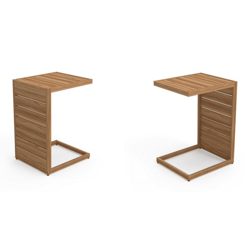 Set of 2 Hand-Painted Faux Wood Side Tables - Brown Finish