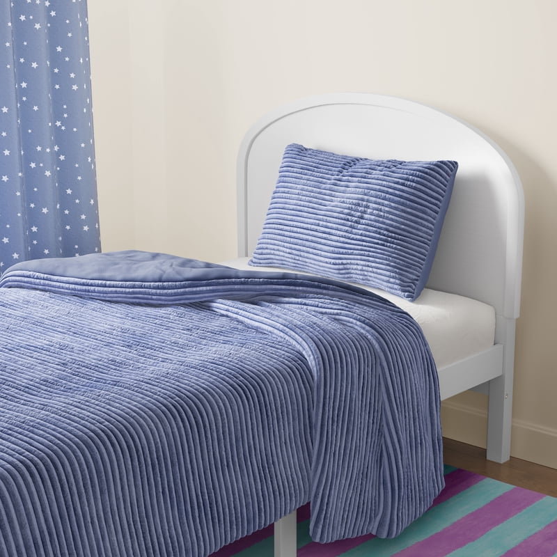 Kids Comforter Set - Light Purple Plush Ribbed Corduroy Twin, 2 Pieces - Soft & Cozy Bedding