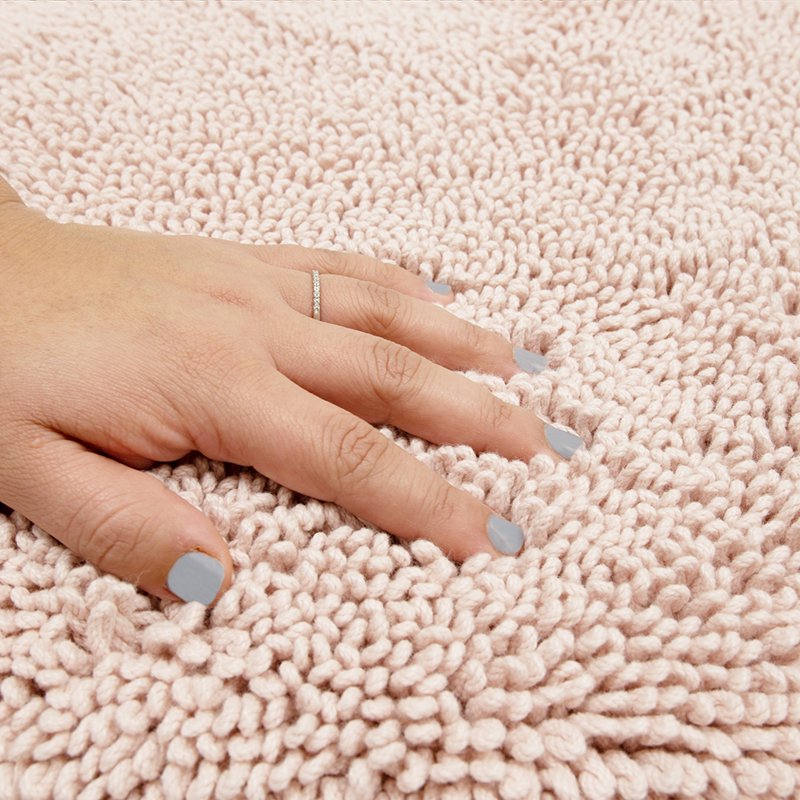 Cotton Plush Bath Mat - Non-Slip, Stain & Fade Resistant, Blush, 1.5' x 2'
