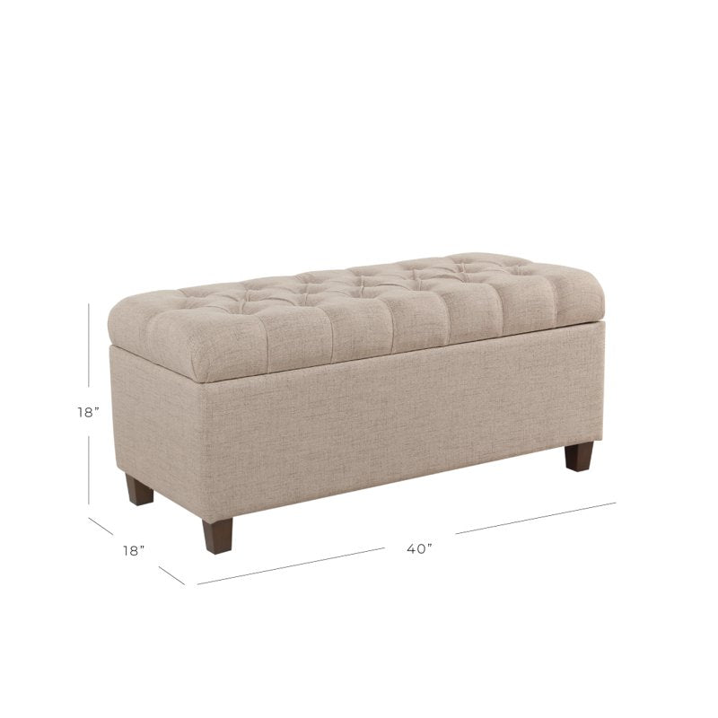 Tufted Storage Bench with Hinged Lid - Multiple Colors