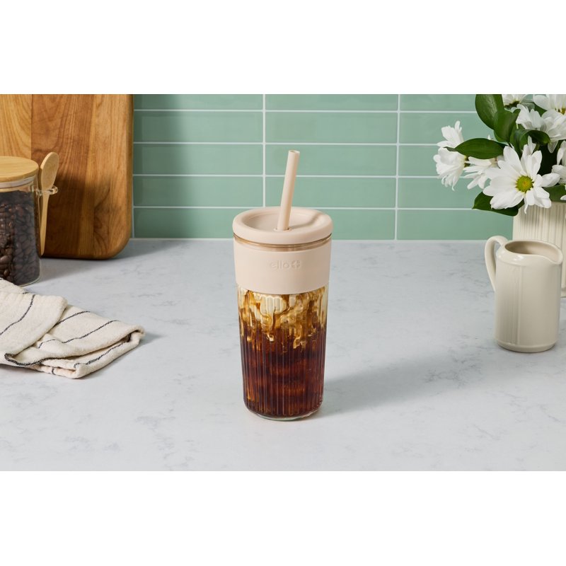 18oz Glass Tumbler with Straw - Sandbar Color