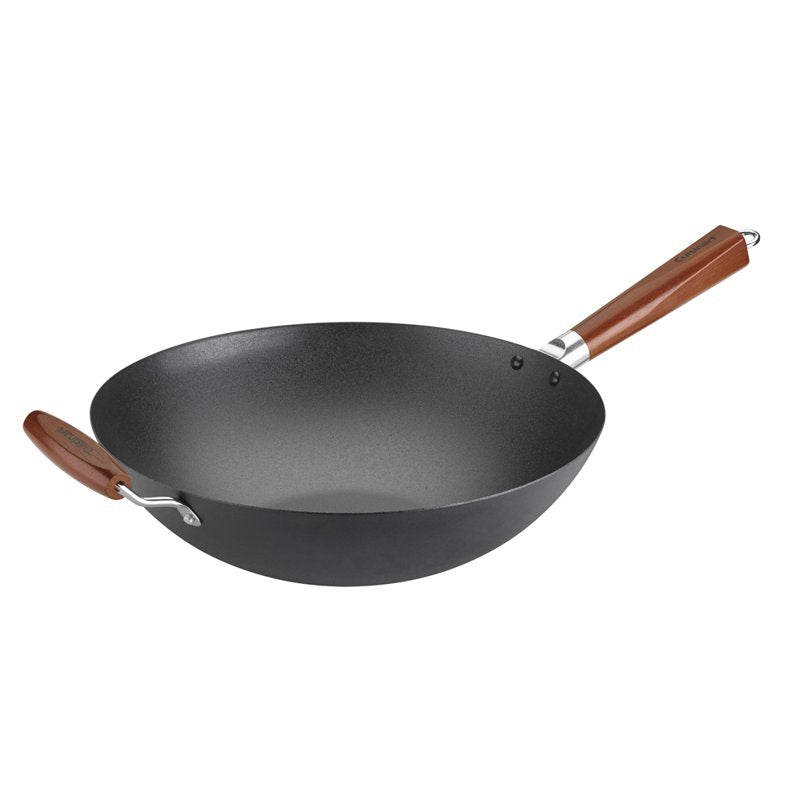 14-Inch Pre-Seasoned Wok with Wooden Handles - 6.5 Qt