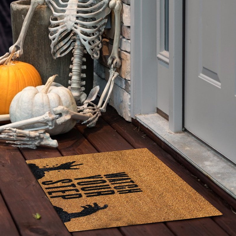 Halloween Checkered Door Mat - Fall Outdoor Rug with Variation 11#A - Washable Cotton Entryway Decor