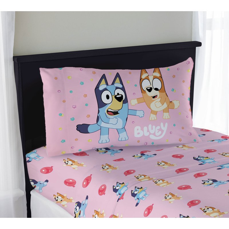 Bluey Kids Bed Sheet Set Twin Size - Pink 3-Piece Microfiber Bedding - Variation of THIS listing