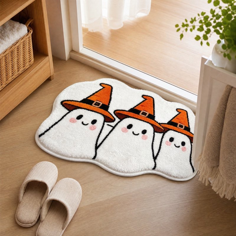 Halloween Ghost Doormat with Grip-Enhanced Indoor Floor Mat – Ghost Bath Mat Variation of THIS listing