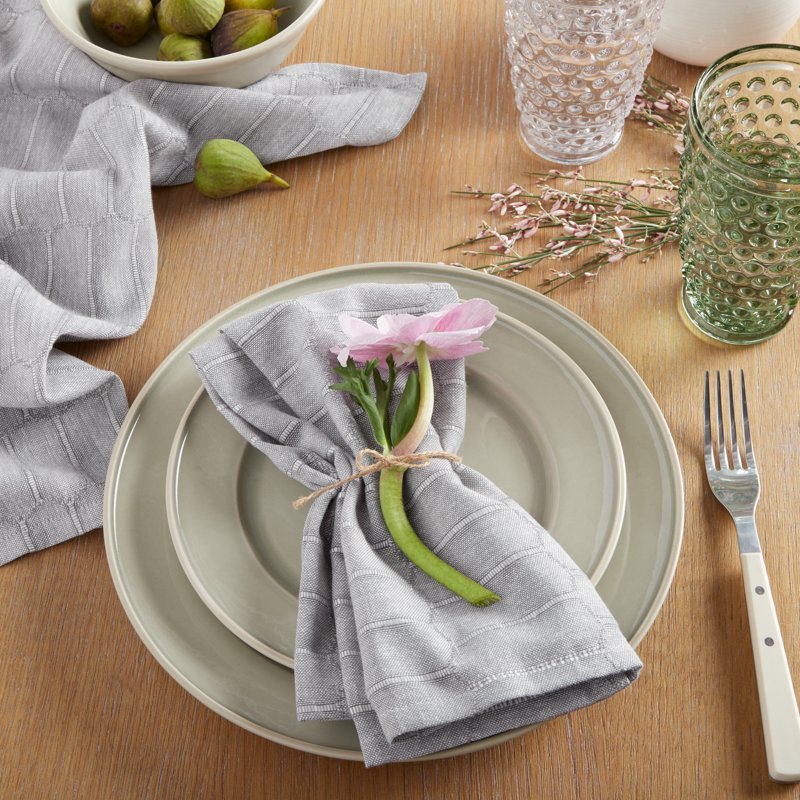 Honeycomb Modern Farmhouse Napkin Set - Charcoal Grey, 4-Pack