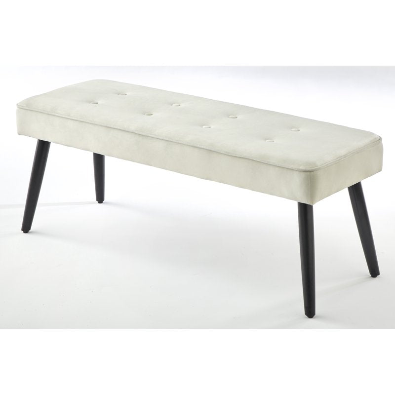 Ezra Velvet Tufted Dining Bench - 48" White