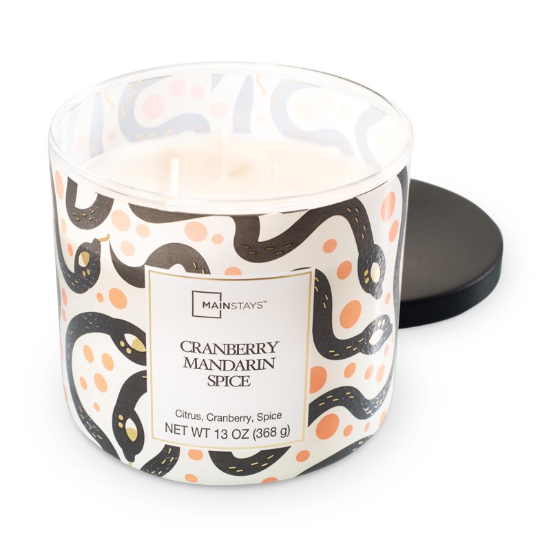 Scented Candle with Cranberry Mandarin Spice - 13 oz Festive Home Decor