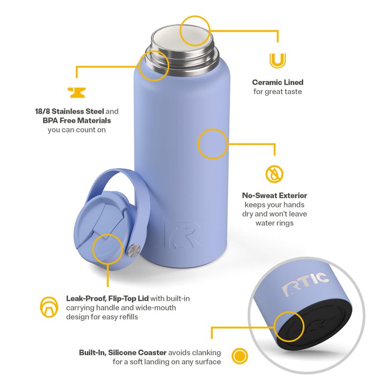 32 oz Insulated Outback Water Bottle - Leak Resistant, Periwinkle