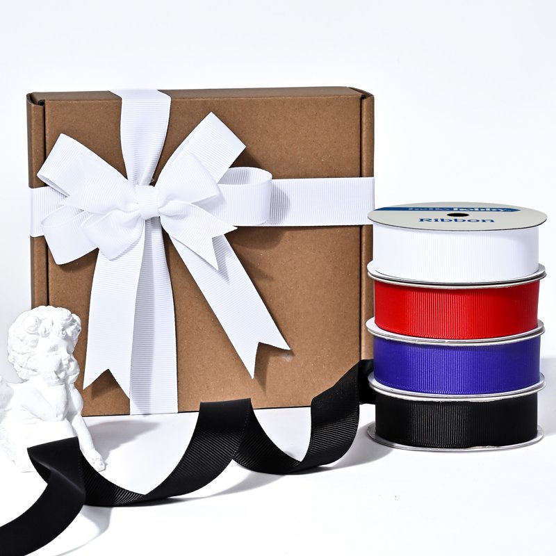 Grosgrain Ribbon 5/8 Inch Wide, 7 Yards - White Craft Ribbon for Sewing & Gift Wrapping