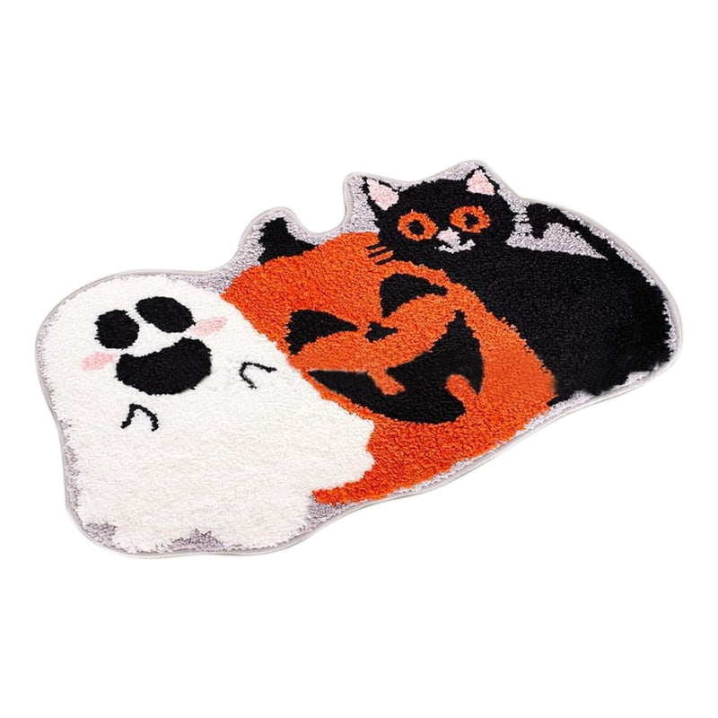 Pumpkin Print Acrylic Area Rug - Seasonal Entryway Mat with Non-Slip Backing - Variation L