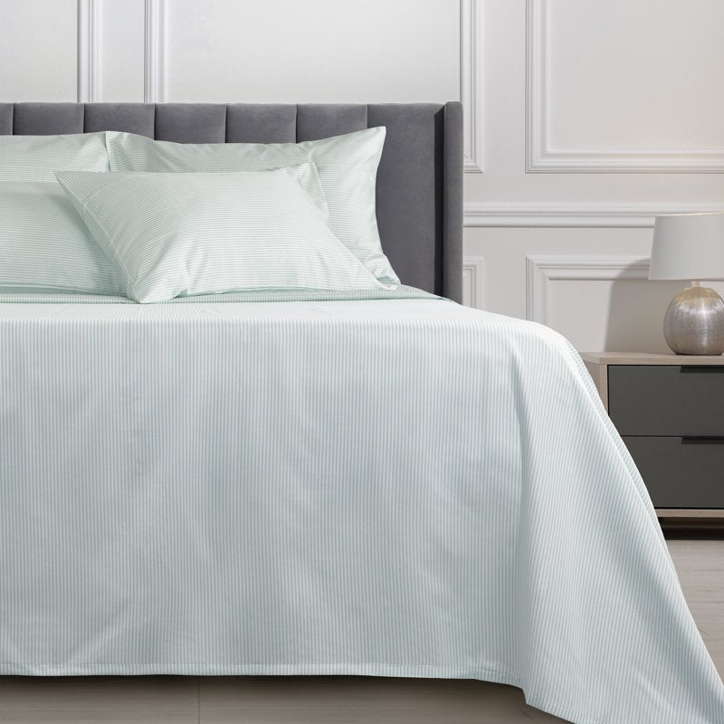 Full Bed Sheet Set with Deep Pockets - Misty Blue Stripe, 800 Thread Count Cotton-Rich