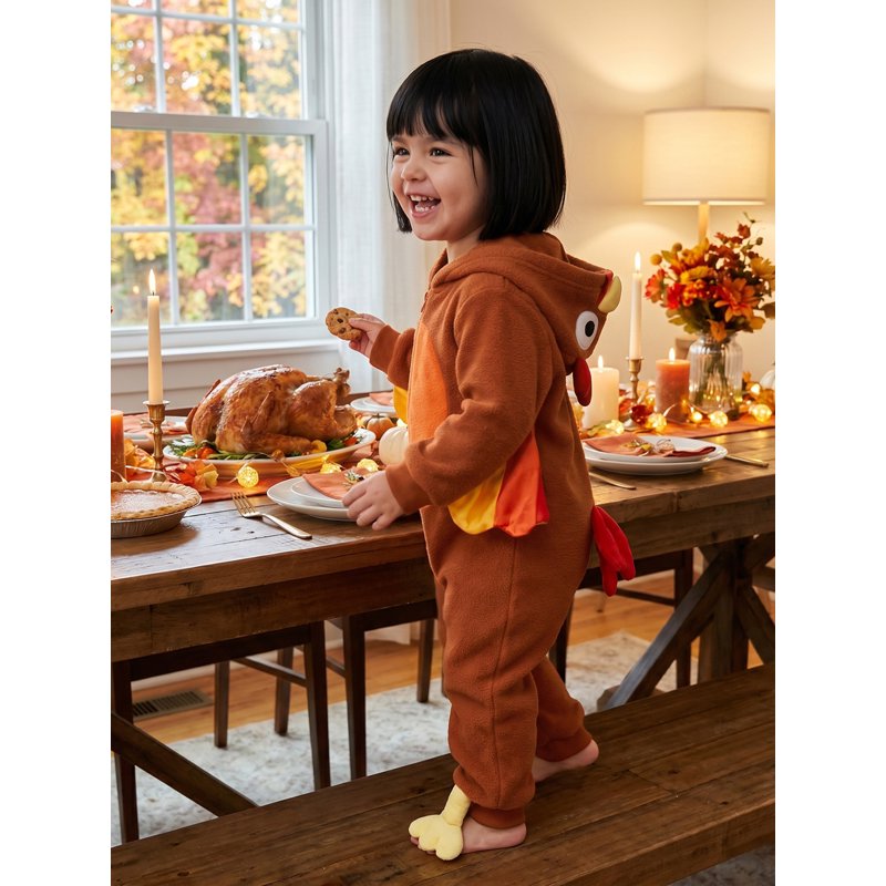 Toddler Baby Girl Boy Thanksgiving Turkey Costume Brown with Legs 6-12 Months