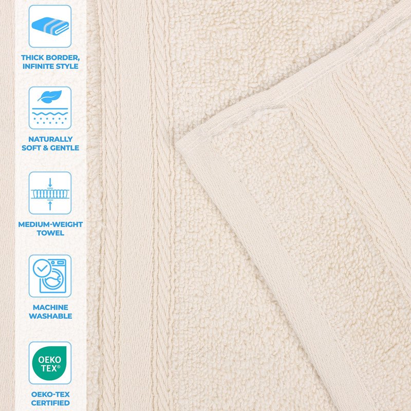 Ivory 3 Piece Zero Twist Cotton Towel Set - Ultra Soft & Absorbent