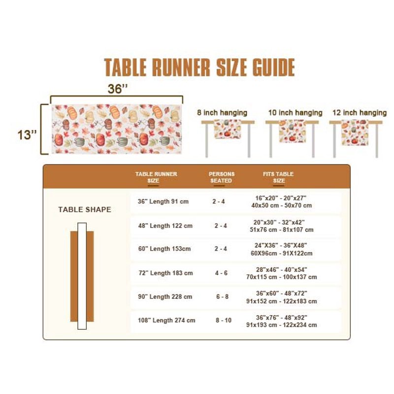 Autumn Leaves Table Runner 13x36 Inch for Kitchen Dining Fall Thanksgiving Decor
