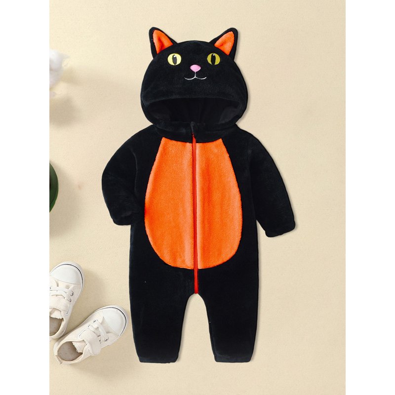 Toddler Baby Cat Costume Jumpsuit - Orange, 3-4 Years Halloween Animal Outfit