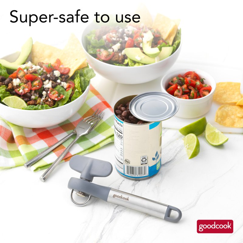 Safe-Cut Manual Can Opener - Stainless Steel Design