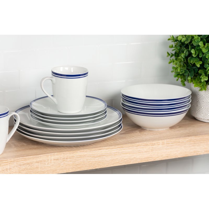 Ceramic Dinnerware Set - 16-Piece Coupe Set, Blue
