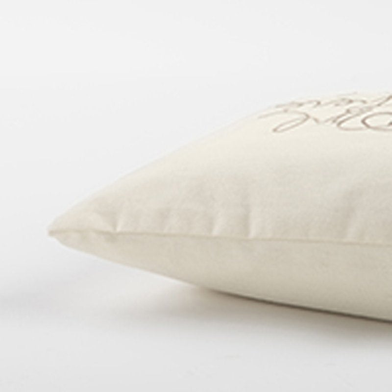 Cotton Pillow Cover with Embroidered Heart and Jute Overlay - Ivory, 11x21 inches - Cover Only