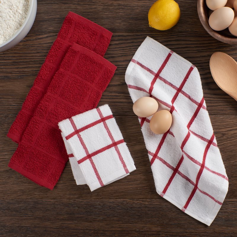 4-Pack Woven Kitchen Dish Cloth Set - 12x12 in, Red Sedona, 5 Pack