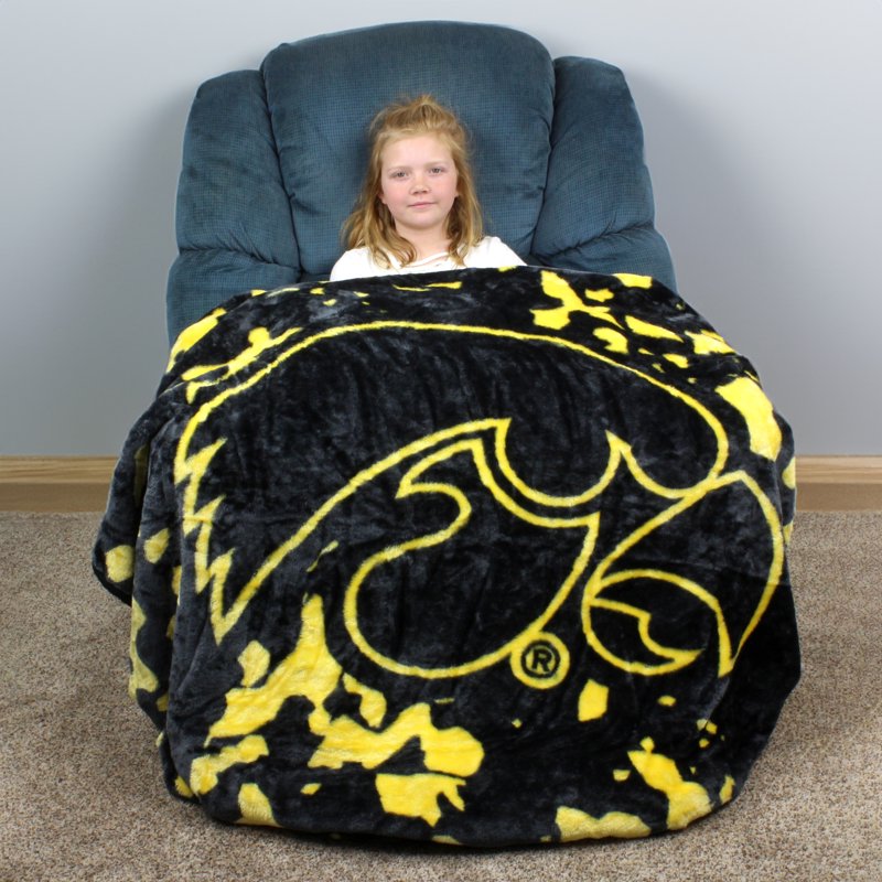 College Covers Iowa Hawkeyes Raschel Throw Blanket - 86 x 63 Inches, Plush & Soft, Twin Bedspread - Variation of THIS listing