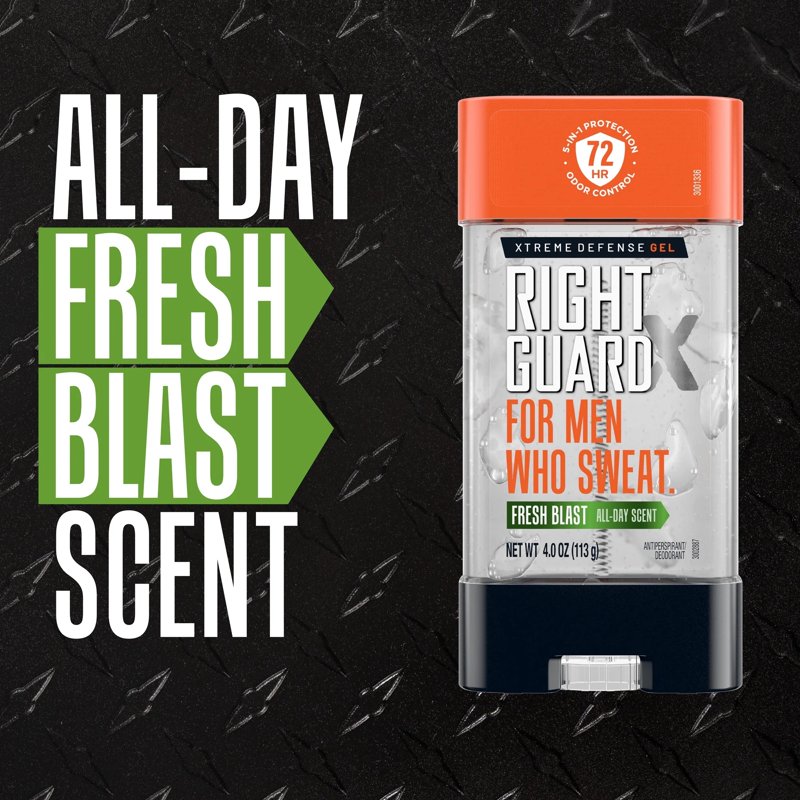 Xtreme Defense Gel Antiperspirant & Deodorant for Men, Fresh Blast, 4 oz