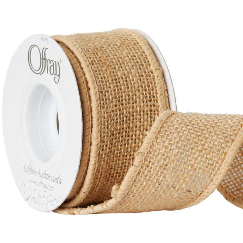 Natural Burlap Ribbon 2.5 Inch Woven Craft Ribbon for Wedding & Decor, 9 Feet