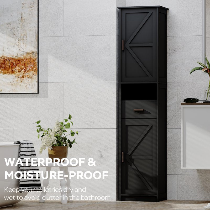 Freestanding Floor Storage Cabinet with Adjustable Shelves - Black