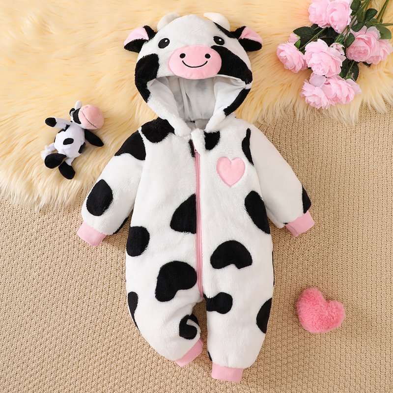 White Baby Cow Costume Infant Romper 1-3 Months Halloween Animal Outfit