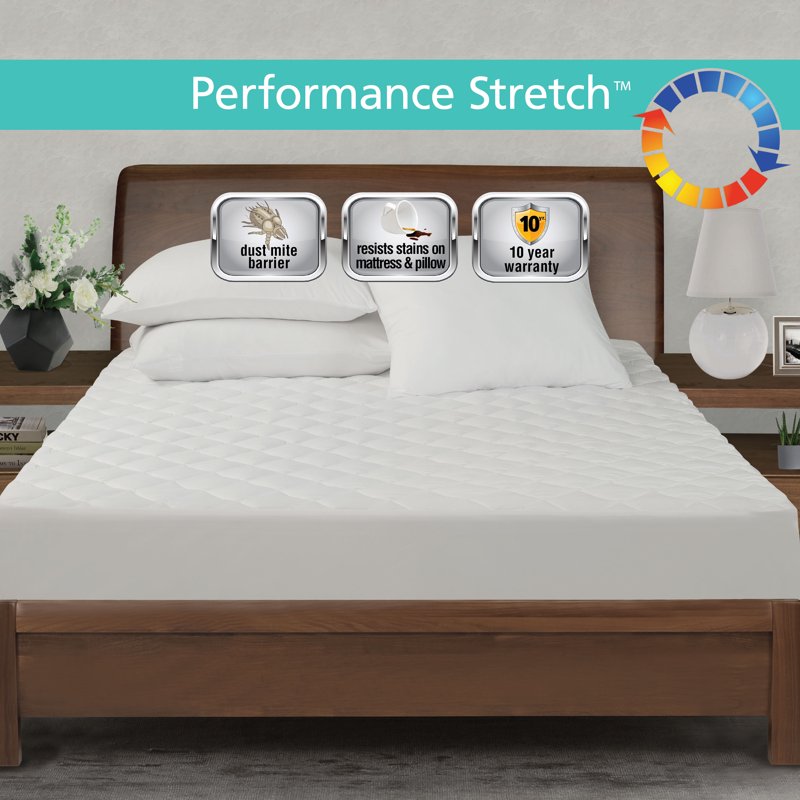 Full-Size All-In-One Moisture Wicking Mattress Pad - Hypoallergenic, Water-Resistant, Fitted with Stretch Sidewalls