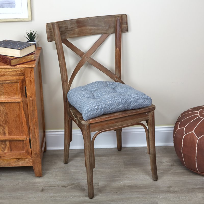 Tyson 17-Inch Non-Slip Dining Chair Cushion - Set of 2 - Delft Blue