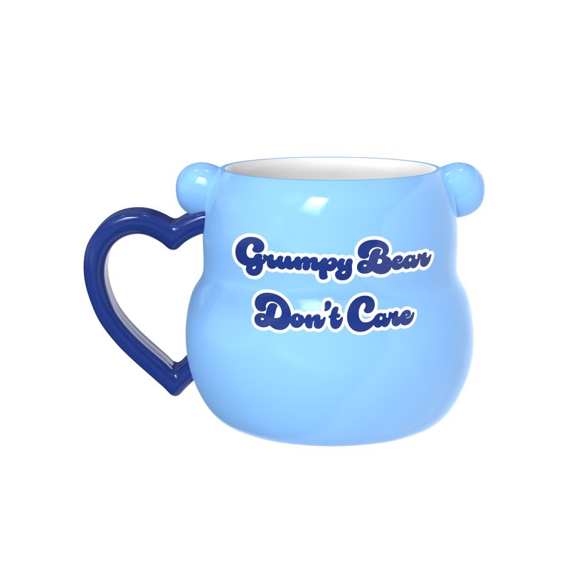 Ceramic Sculpted Mug - Grumpy Bear - 19oz Light Blue