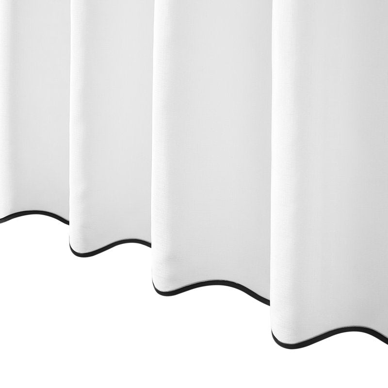 White Scallop Shower Curtain Set - 14 Piece Bathroom Decor with Liners & Hooks