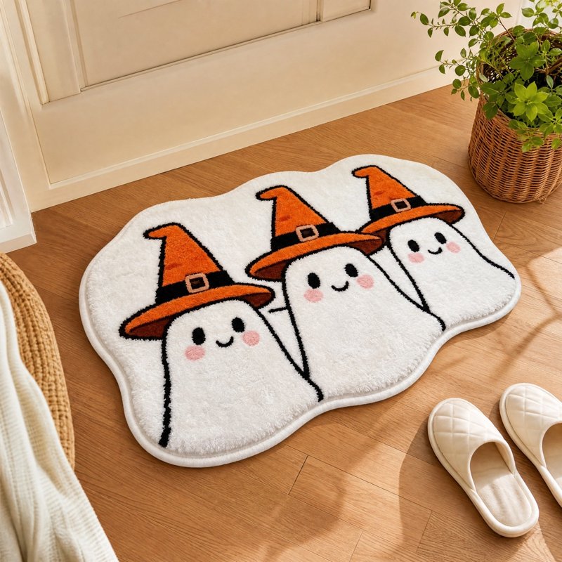 Halloween Ghost Doormat with Grip-Enhanced Indoor Floor Mat – Ghost Bath Mat Variation of THIS listing