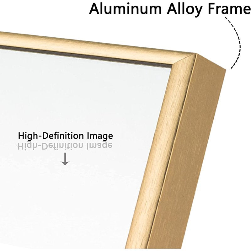 47x22 Inch Gold Wall Mirror - Large Aluminum Alloy Wall-Mounted Bathroom & Bedroom Mirror - No Stand