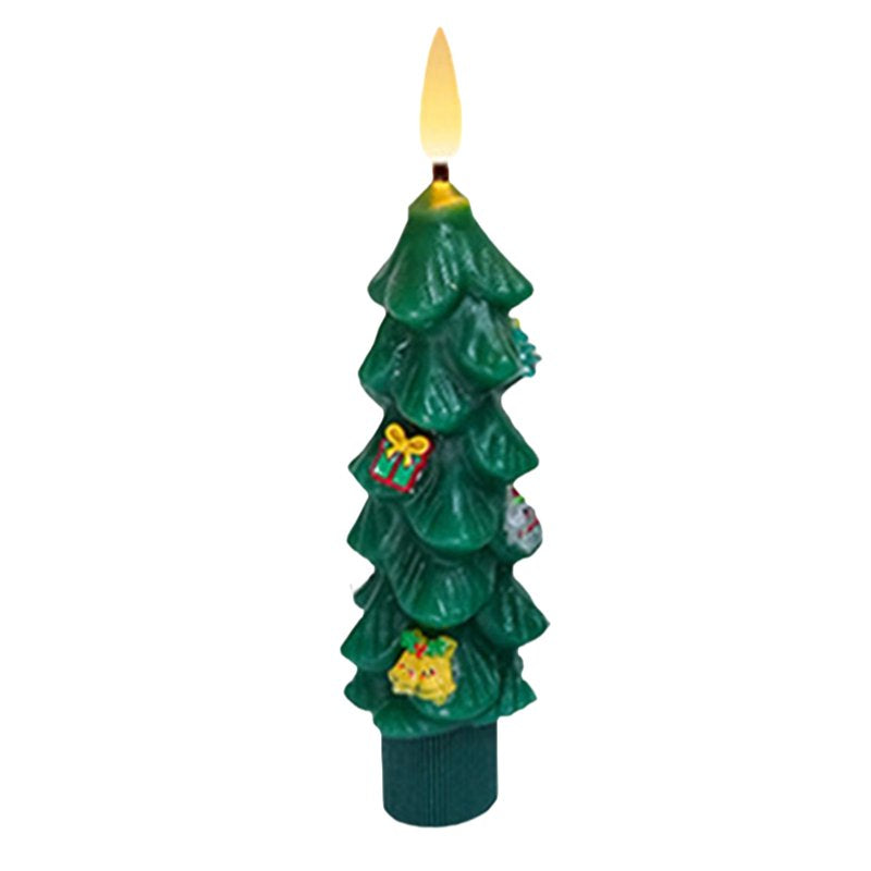 Green Flameless LED Christmas Candle - 9 Inch Acrylic Night Light for Holiday Decor & Gift - Variation A