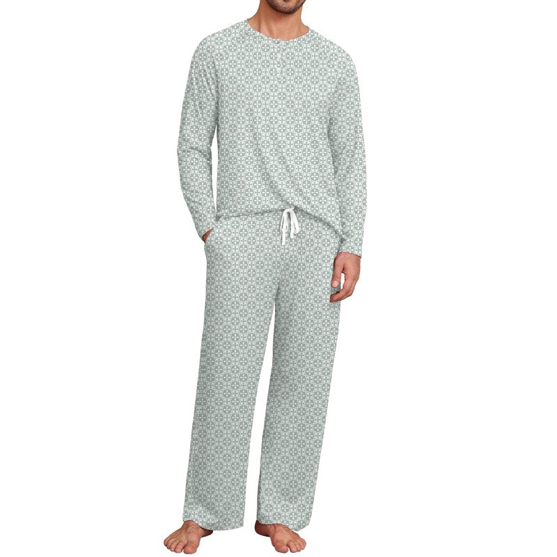 Matching Couple Pajama Sets - Soft Winter Sleepwear with Pockets - Gray Geometry Petal, Men S