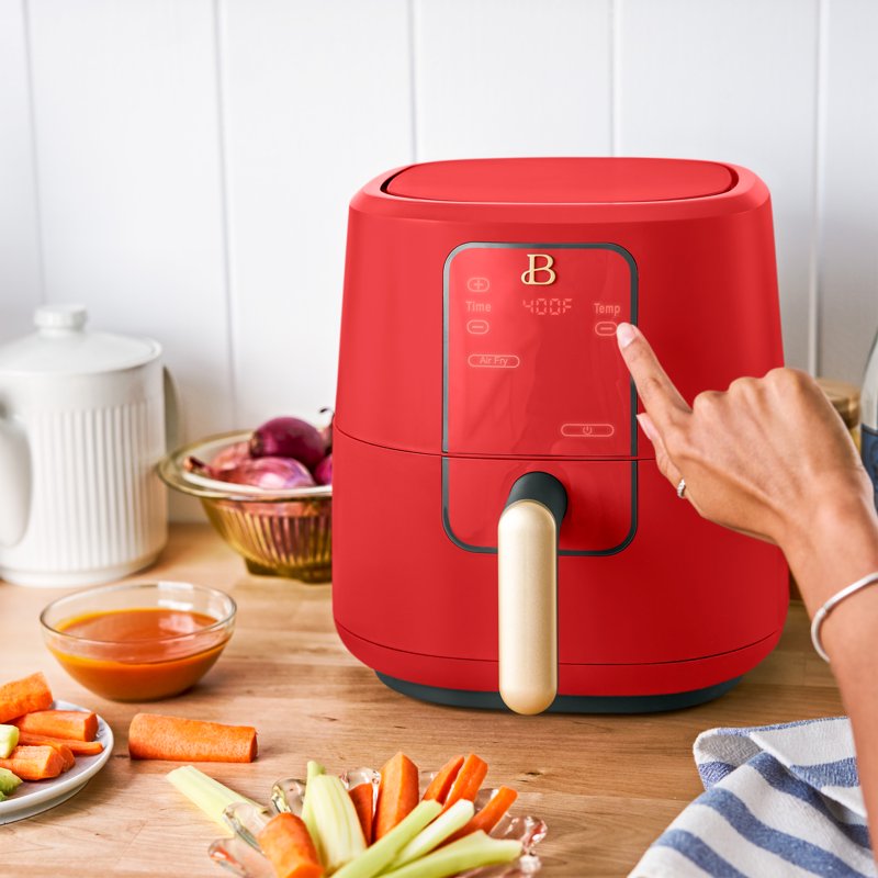 3 Qt Air Fryer with TurboCrisp Technology, Nonstick Ceramic - Tomato Red