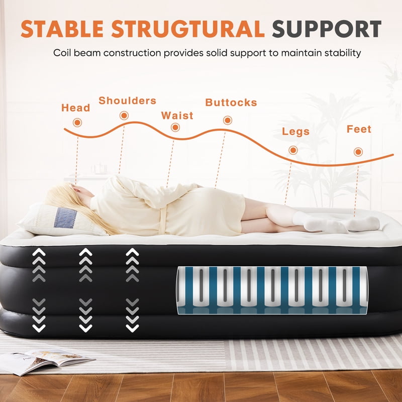 Queen Size Air Mattress Bed with Built-In Pump - 22 Inch Portable Inflatable Bed for Camping & Guests - Variation of THIS Listing
