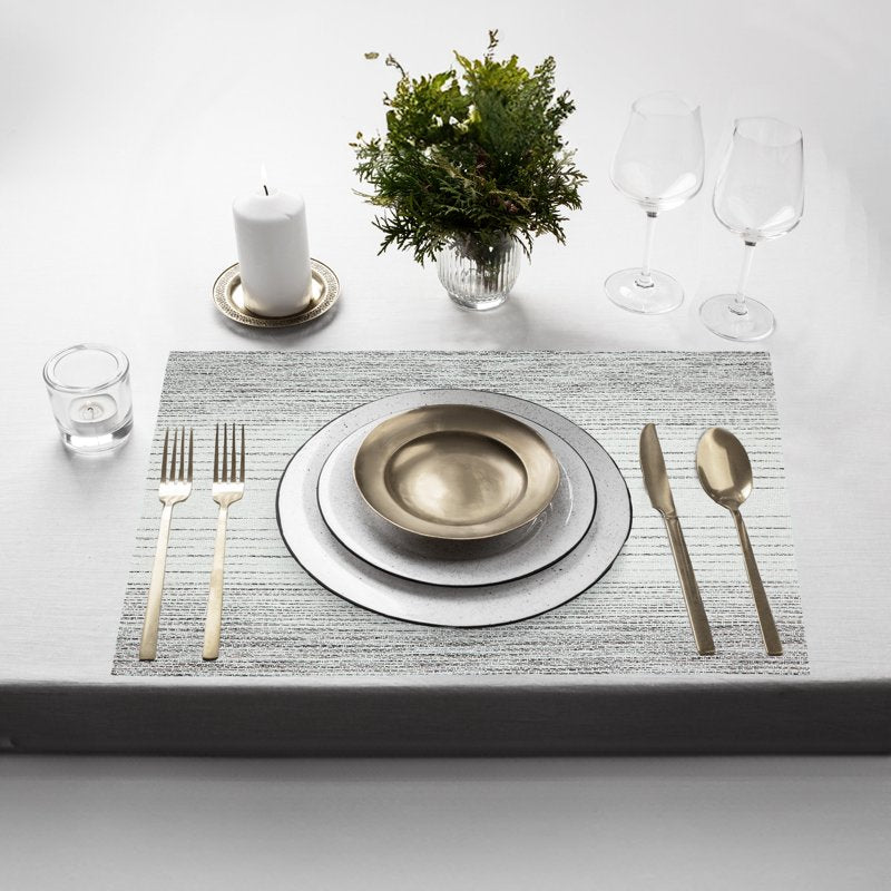 Elegant Set of 6 Ombre Stripe Silver Placemats - 12x18 in PVC