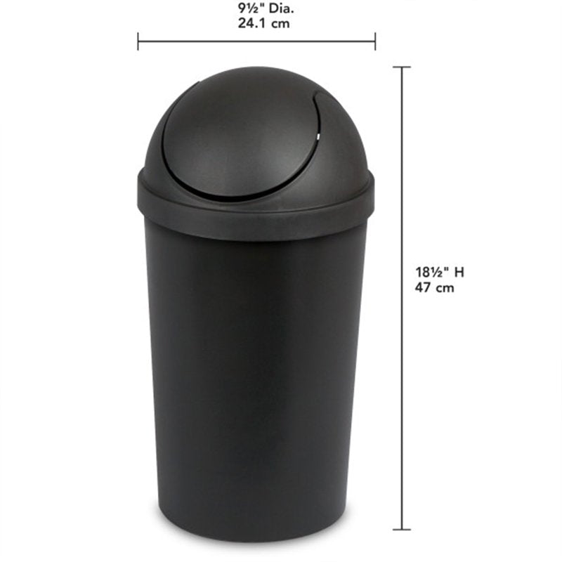 3 Gallon Swing Top Trash Can - 6 Pack, Black
