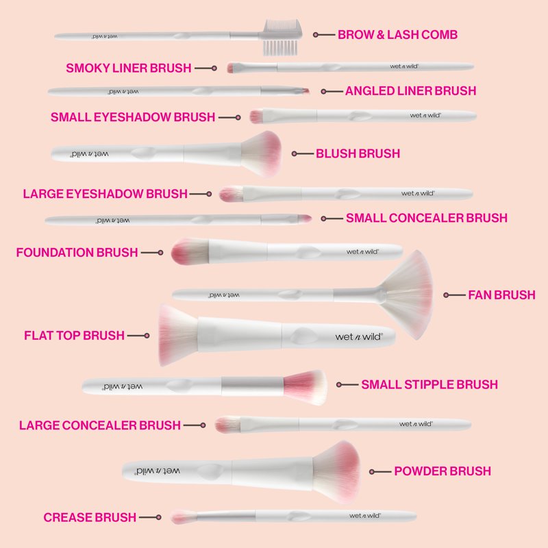 Essential Brow & Liner Duo Brush Set - 6 Pack