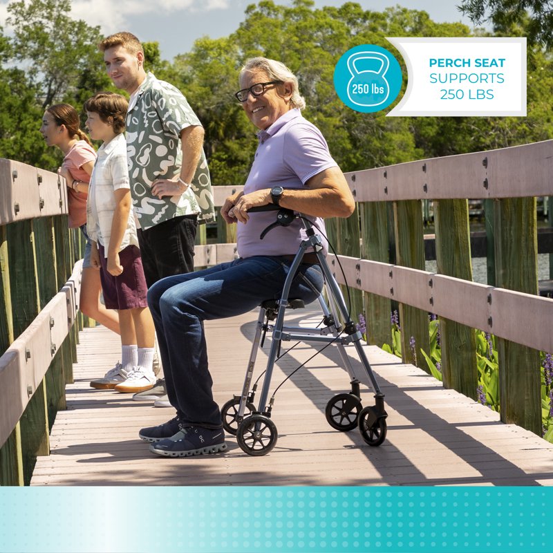 Lightweight Folding Rollator Walker for Seniors - Regal Rose, 33in