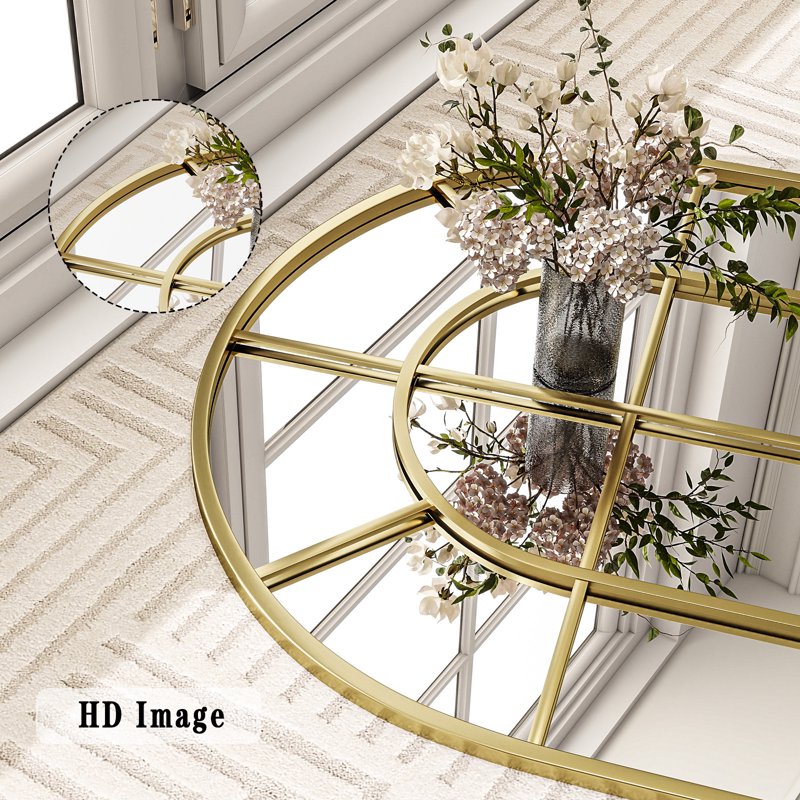 24x36 Arched Windowpane Bathroom Wall Mirror - Gold