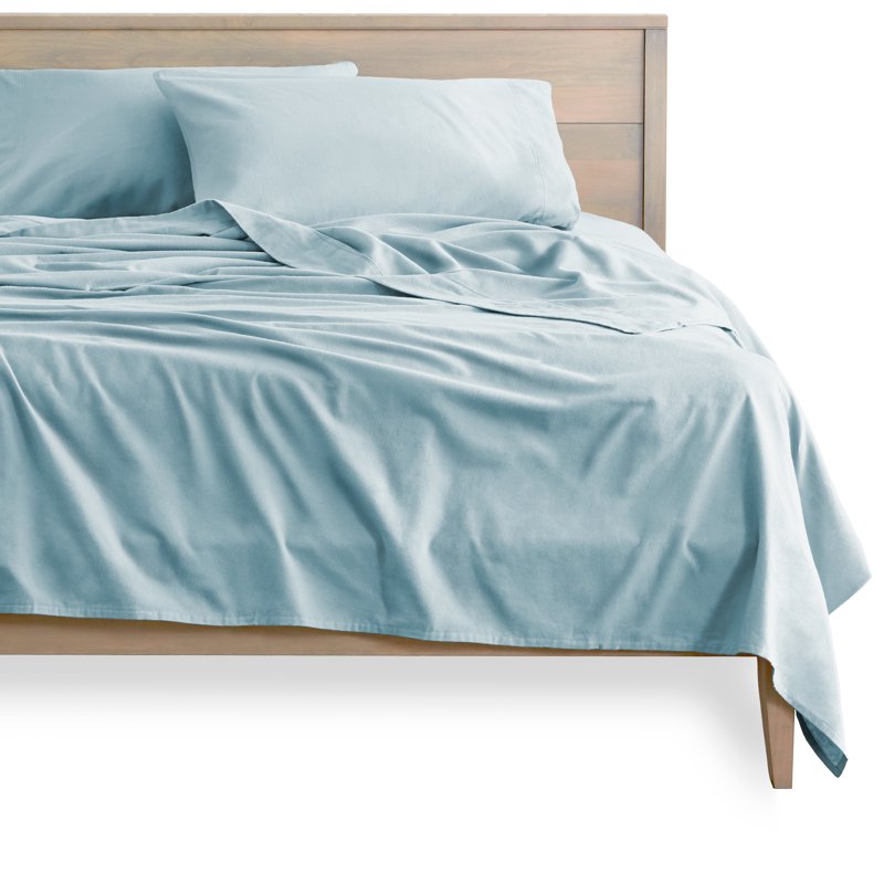 King Light Blue Cotton Flannel Deep Pocket Sheet Set - 4 Pieces